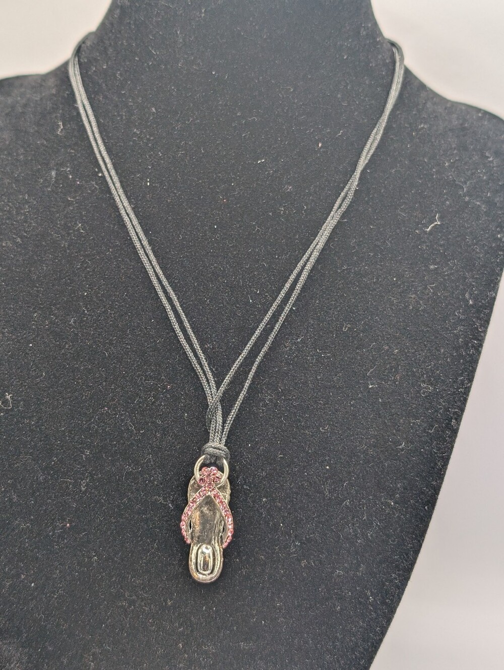 Pink Crystal Flip-Flop Pendant Necklace - Women Jewelry